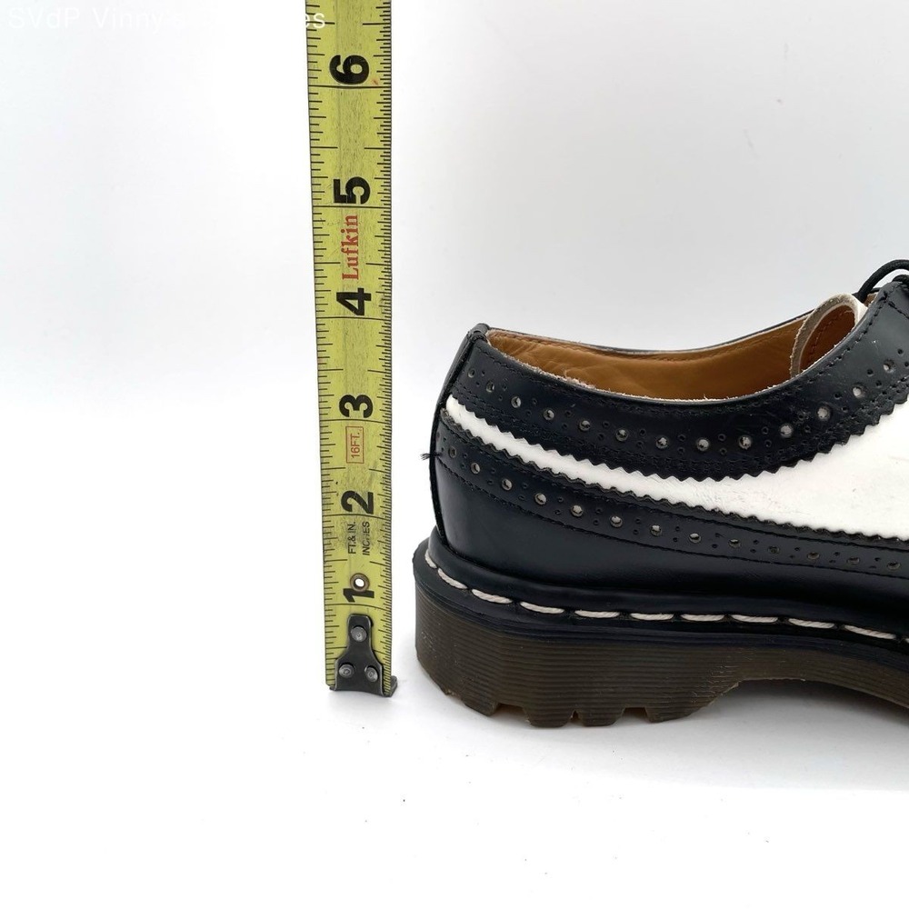 Dr. Martens 3989 Made in England Black White Wingtip Brogue Shoes Women's Size 7 - Picture 8 of 8